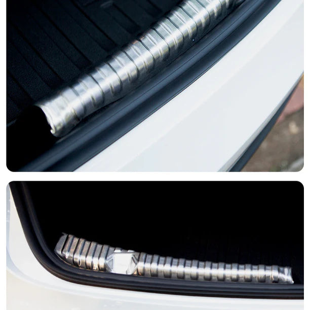 Tesla Model 3 Highland Rear Trunk Door Sill Protector – Stainless Steel Cargo Threshold Guard (2024+)
