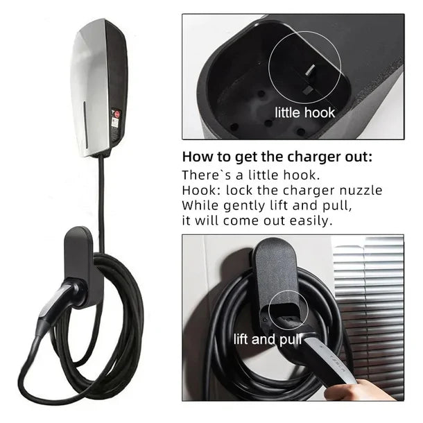 Wall-Mount Charger Holder for Tesla Model 3 / Model Y / Highland / Juniper / Model S / Model X / Cybertruck – EV Charging Cable Organizer
