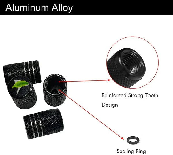Premium Aluminum Valve Stem Caps for Tesla Model 3, Model Y, Model S, Model X (Set of 4) – Anti-Corrosion Tire Air Caps, Black Finish