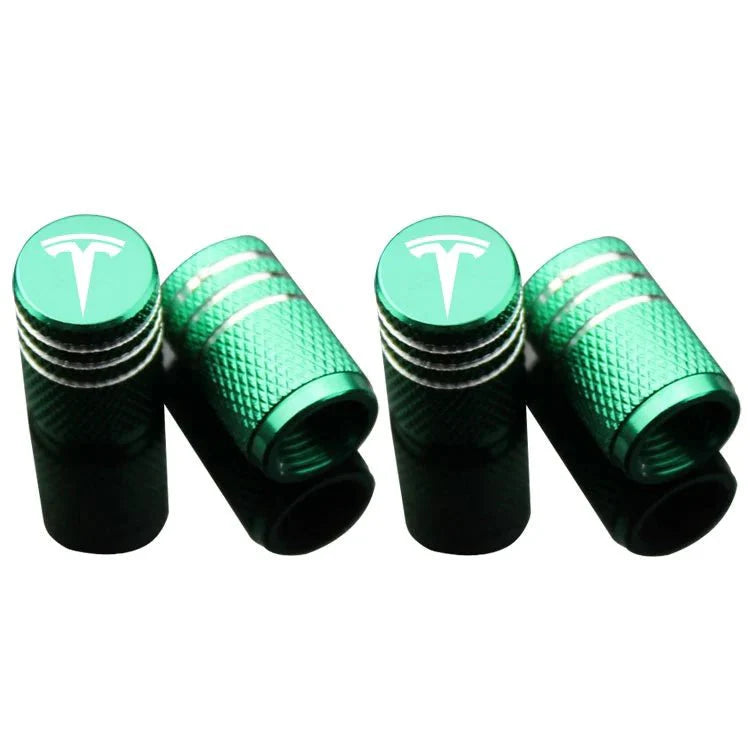 Premium Aluminum Valve Stem Caps for Tesla Model 3, Model Y, Model S, Model X (Set of 4) – Anti-Corrosion Tire Air Caps, Black Finish