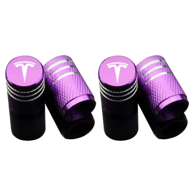 Premium Aluminum Valve Stem Caps for Tesla Model 3, Model Y, Model S, Model X (Set of 4) – Anti-Corrosion Tire Air Caps, Black Finish