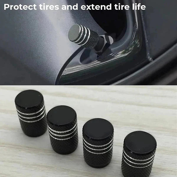 Premium Aluminum Valve Stem Caps for Tesla Model 3, Model Y, Model S, Model X (Set of 4) – Anti-Corrosion Tire Air Caps, Black Finish