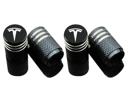 Premium Aluminum Valve Stem Caps for Tesla Model 3, Model Y, Model S, Model X (Set of 4) – Anti-Corrosion Tire Air Caps, Black Finish