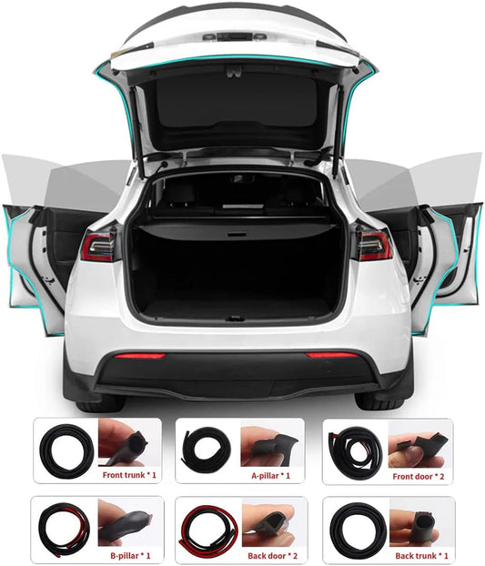X-Auto Door Rubber Sealing Strip Noise Reduction Kit for Tesla Model 3 & Model Y (2017–2025) – Full-Body EPDM Soundproof Weatherstrip