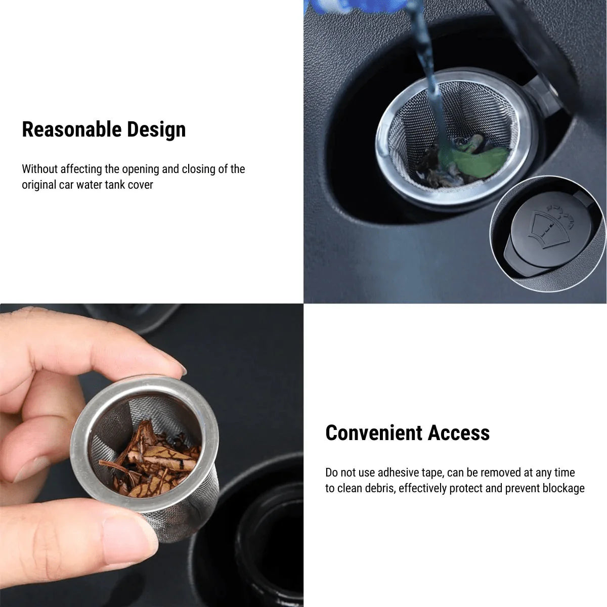 Windshield Washer Fluid Filter for Tesla Model 3 & Model Y – Anti-Clogging Wiper Water Filter, Easy-Clean Design, Radiator Cap Compatible