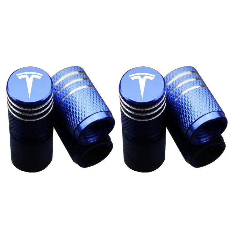 Premium Aluminum Valve Stem Caps for Tesla Model 3, Model Y, Model S, Model X (Set of 4) – Anti-Corrosion Tire Air Caps, Black Finish