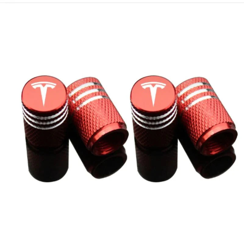 Premium Aluminum Valve Stem Caps for Tesla Model 3, Model Y, Model S, Model X (Set of 4) – Anti-Corrosion Tire Air Caps, Black Finish