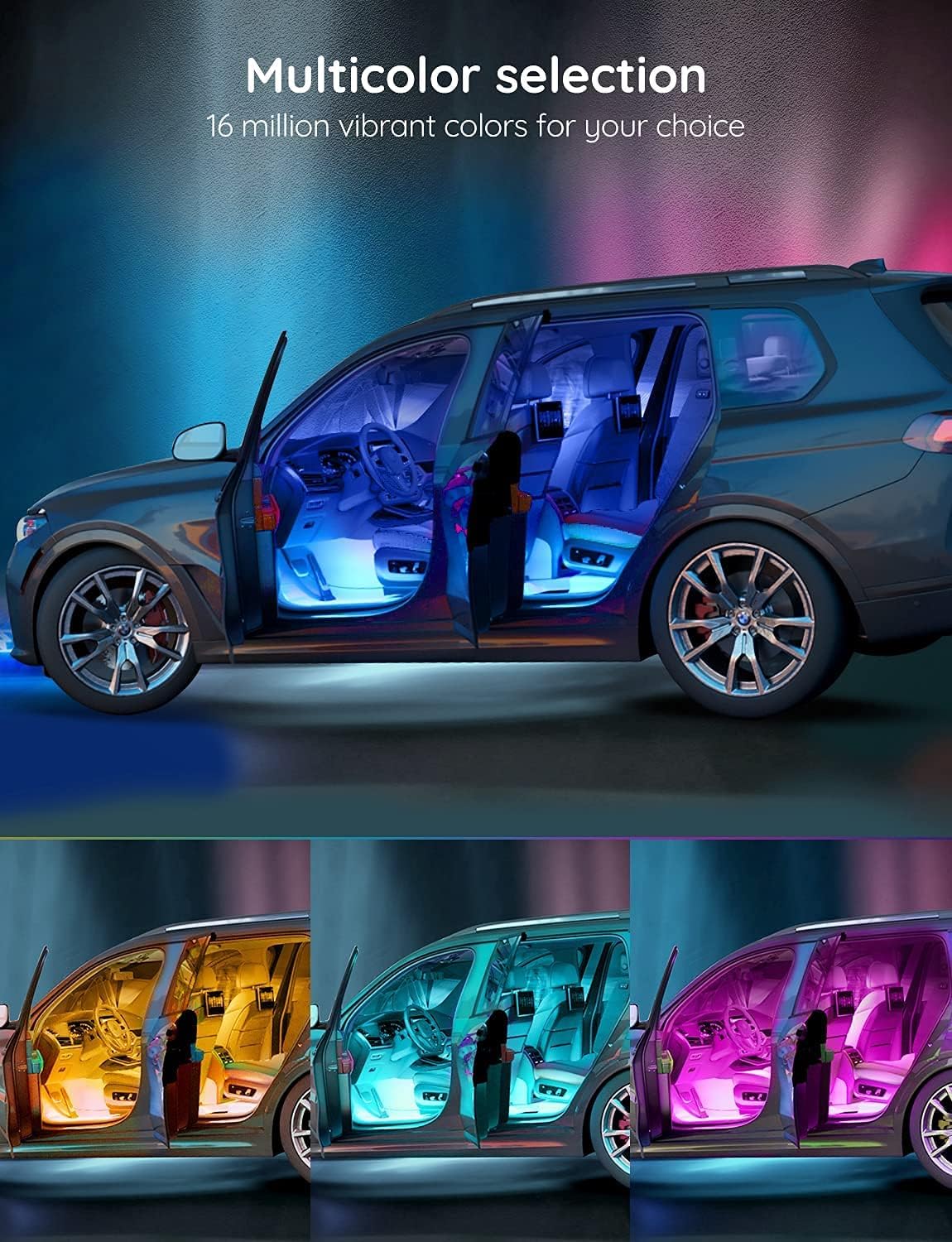 Govee Car LED Light, Multicolor selection offers 16 million vibrant colors for your choice