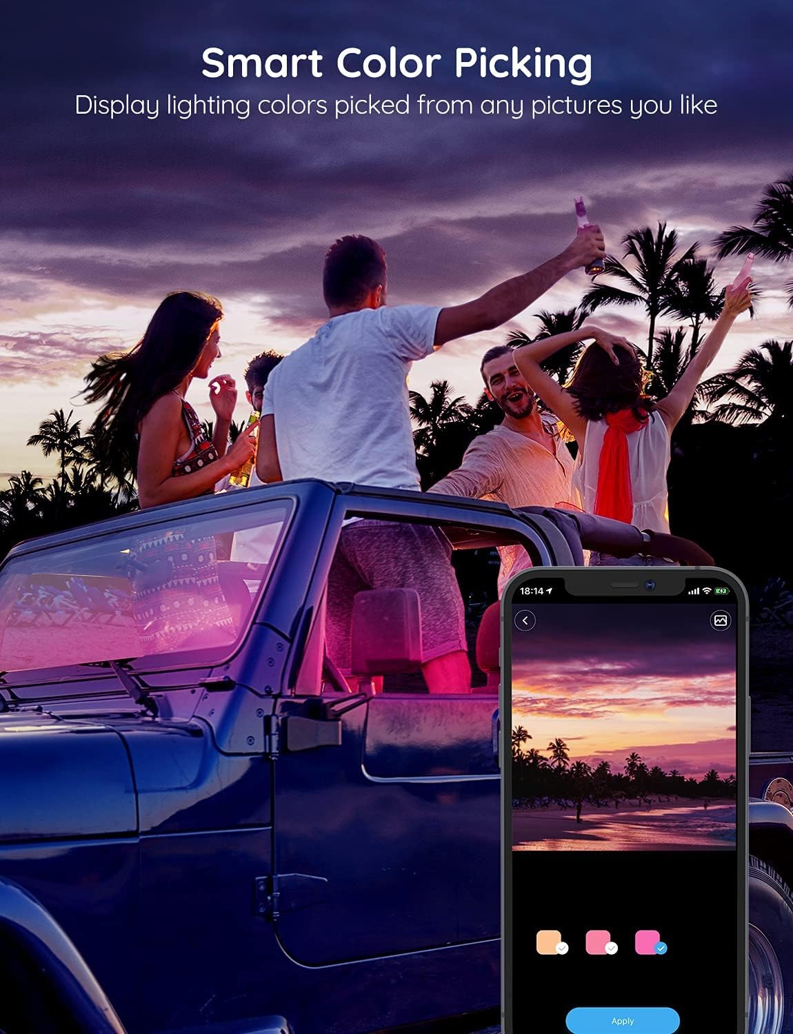 Govee Car LED Light, Govee smart car lights with app control, DIY mode, and music mode.