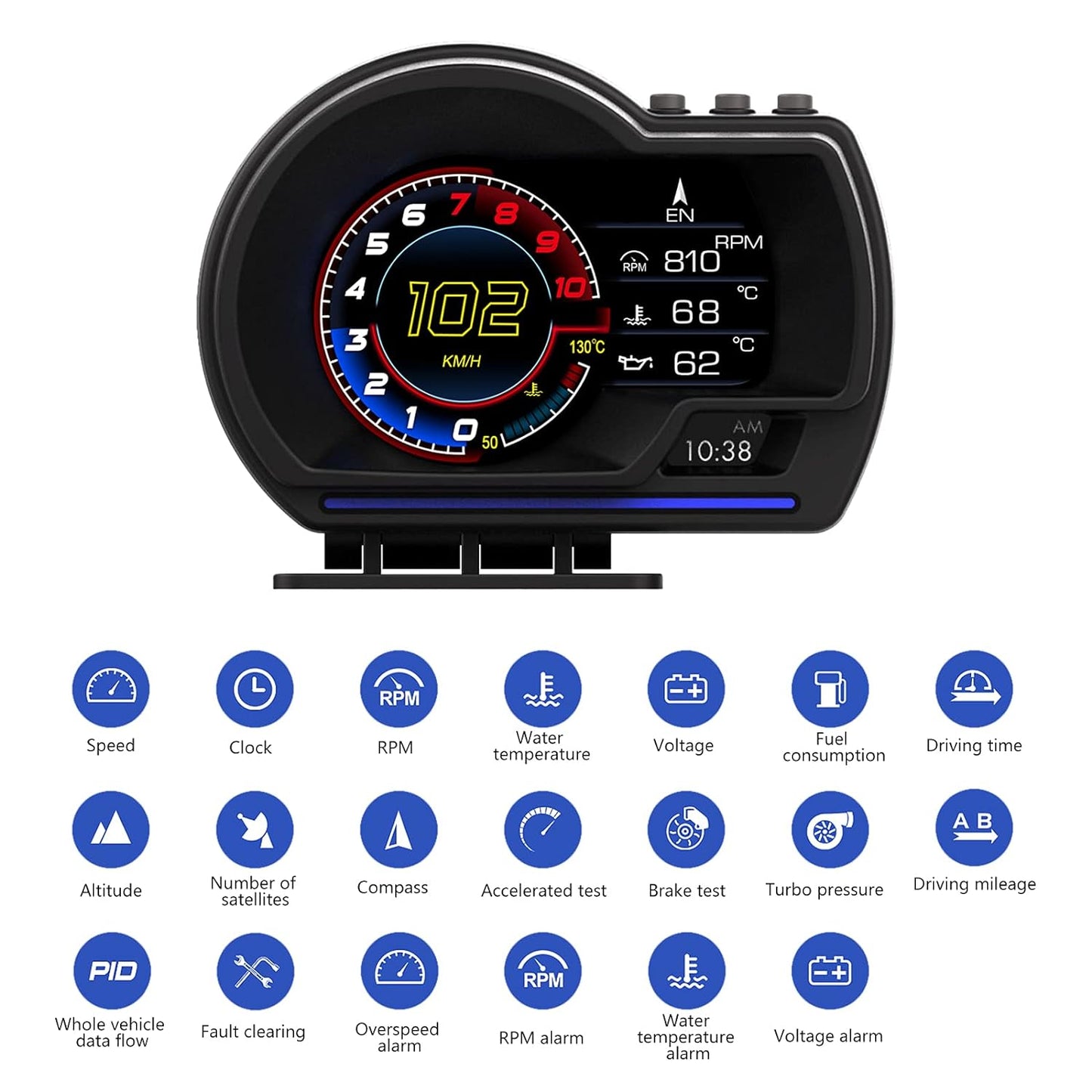 Car HUD display with OBD and GPS features works well for most cars with advanced tech and user-friendly design.