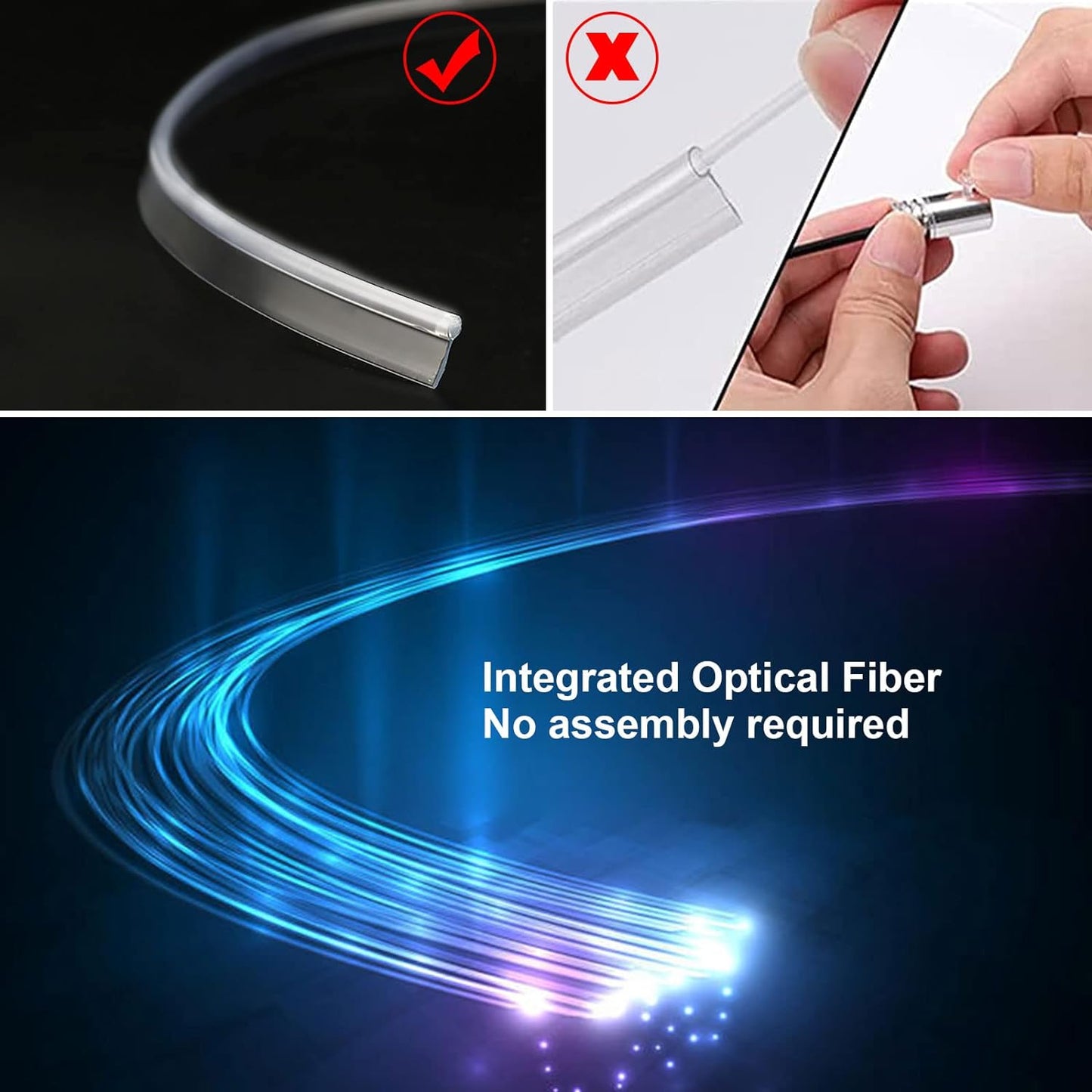 10 in 1 Car Interior Light, 10-in-1 car interior light kit with fiber optic, app control, multicolor RGB neon LED strip lights for music sync and DIY modes.