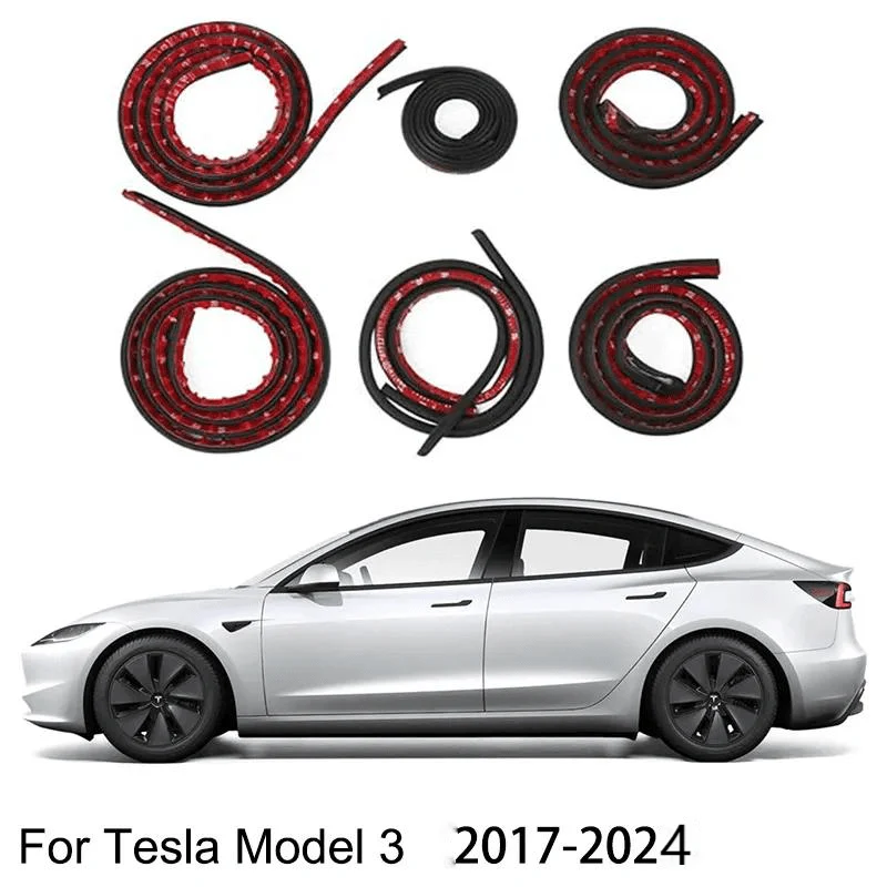 X-Auto Door Rubber Sealing Strip Noise Reduction Kit for Tesla Model 3 & Model Y (2017–2025) – Full-Body EPDM Soundproof Weatherstrip