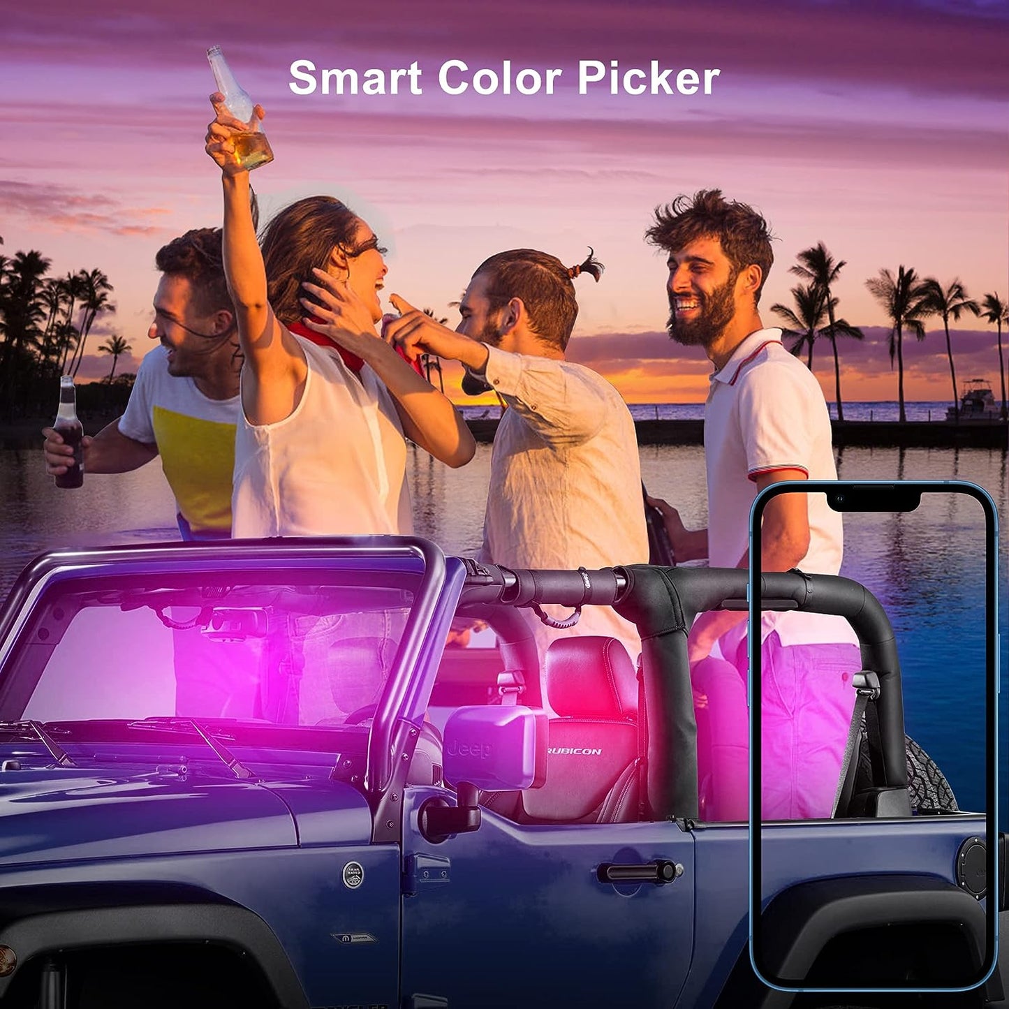 Car LED Light, Car LED lights with smart app control and RGB interior lighting for DIY dynamic color effects.