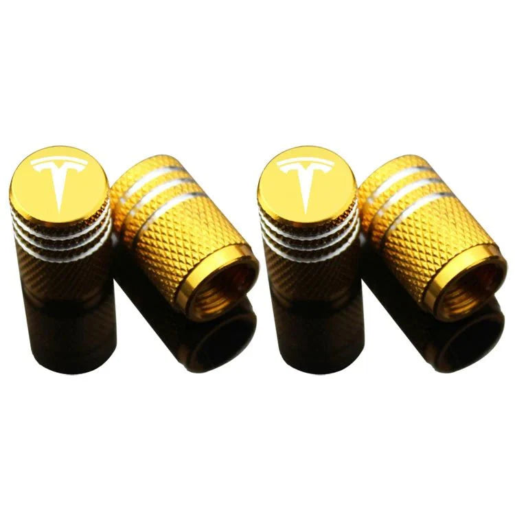 Premium Aluminum Valve Stem Caps for Tesla Model 3, Model Y, Model S, Model X (Set of 4) – Anti-Corrosion Tire Air Caps, Black Finish