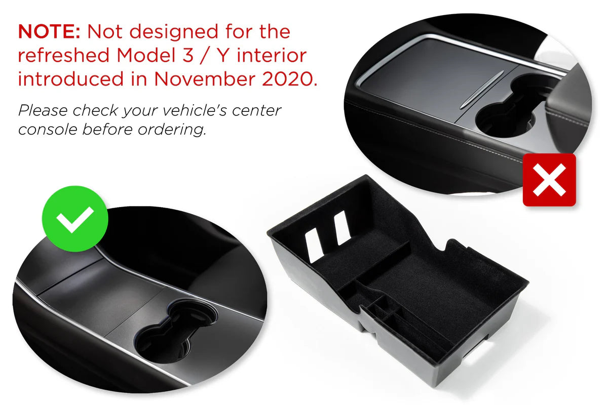 Dual Deck Center Console Organizer Insert for Tesla Model 3 & Model Y (Pre-Nov 2020 Models)