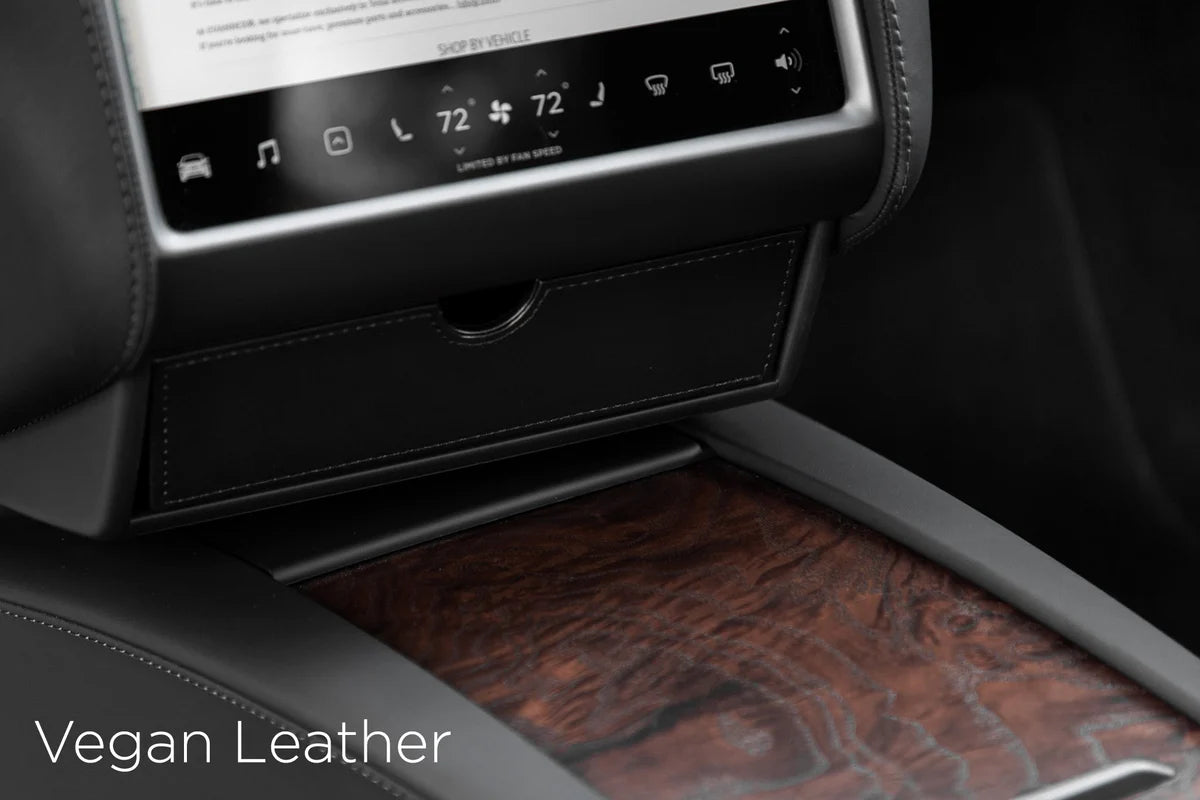 Tesla Model S & Model X Cubby Compartment Drawer – Vegan Leather Storage Organizer