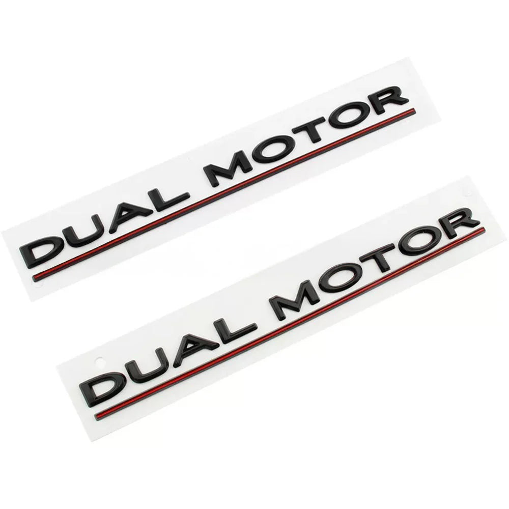 Dual Motor Rear Trunk Emblem Badge for Tesla Model 3 / Model Y / Model S / Model X – Waterproof OEM-Style Exterior Decal Sticker for Tailgate, Fender & Body Styling Upgrade
