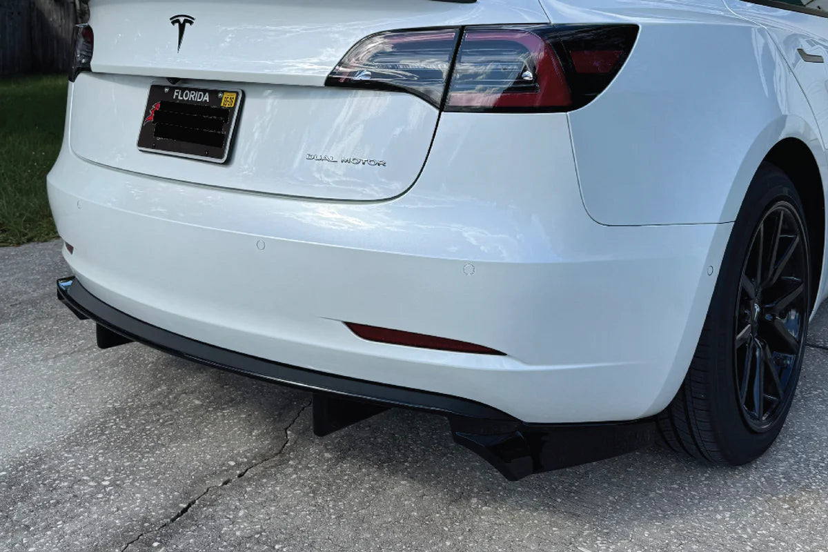 Carbon Fiber Rear Bumper Diffuser for Tesla Model 3 2017–2023 | Gloss Finish Aerodynamic Upgrade