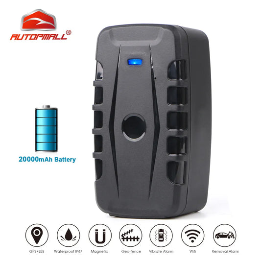 AVTOPMALL Car GPS Tracker features long battery life, water-resistance, and magnetic design with alarms for vehicle tracking.
