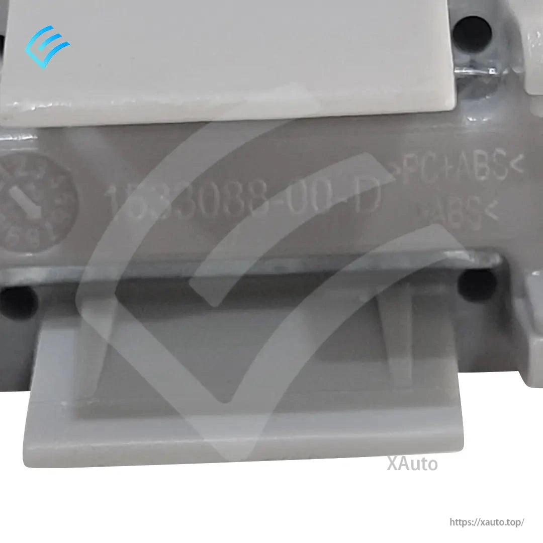 Close-up of part number 1533088-00-D and PC+ABS material marking on the housing