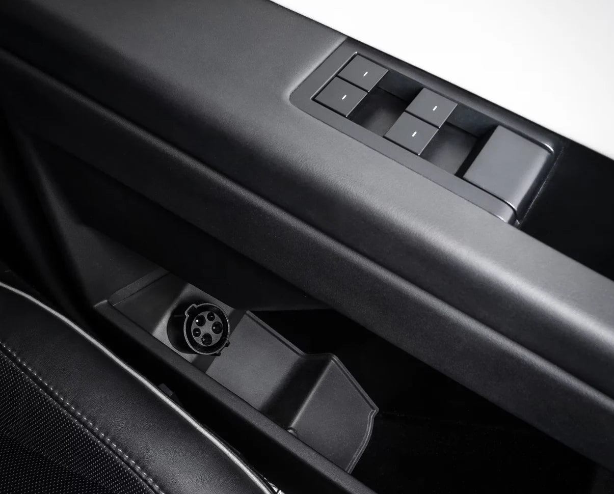 J1772 Adapter Door Dock for Tesla Cybertruck (2024–On) | Custom-Fit Charging Adapter Holder | Waterproof TPE | Rattle-Free Storage