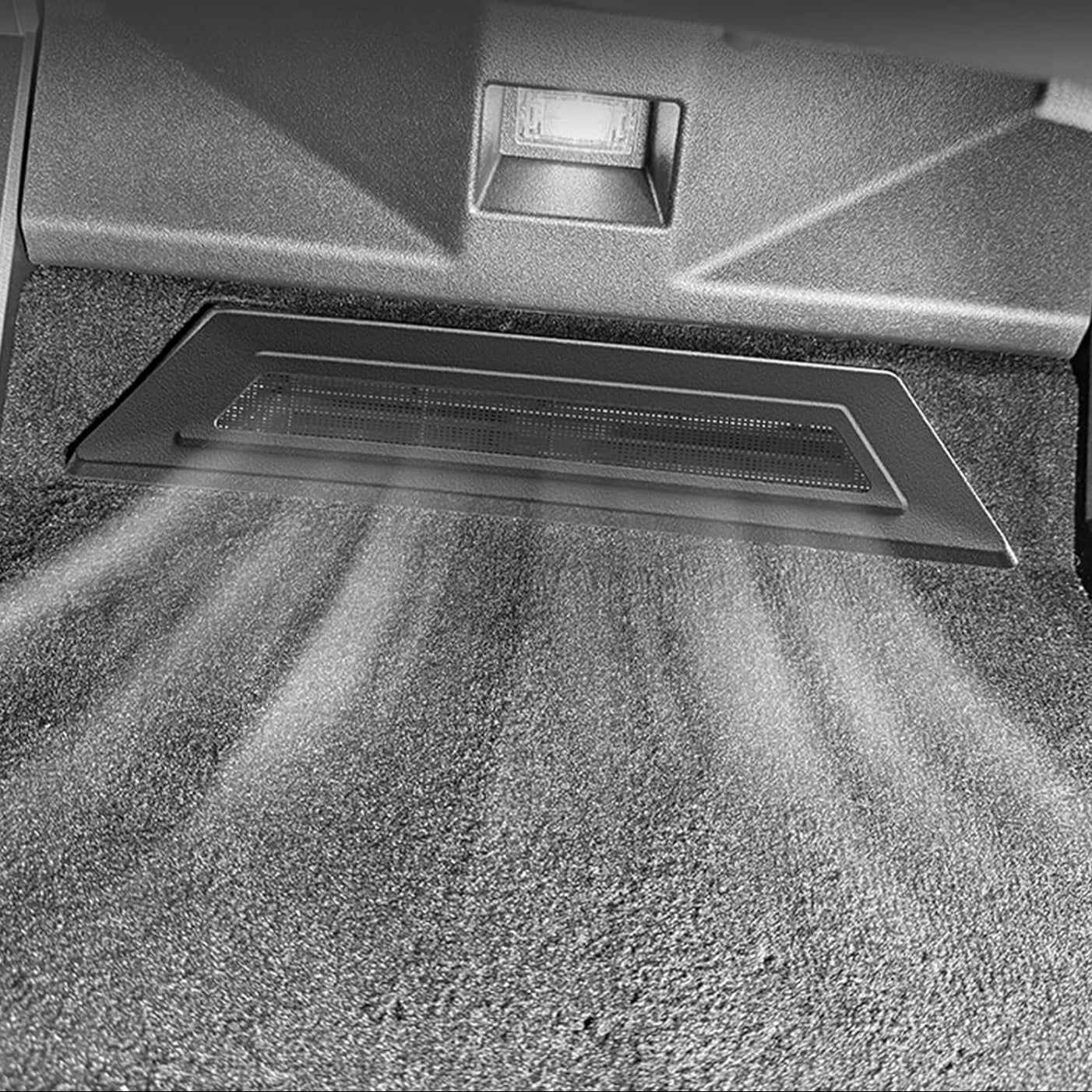 Tesla Cybertruck Rear Floor Air Vent Covers – Black ABS Backseat HVAC Vent Protectors with Mesh Design (2-Piece Set, 2023–Present)