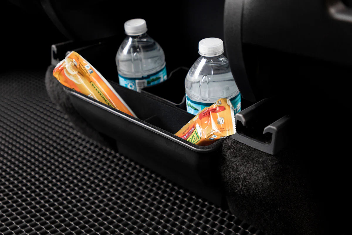 Rear Seat Storage Cubby & Cup Holder Organizer for Tesla Model Y – Center Console Backseat Storage with Trash Bin