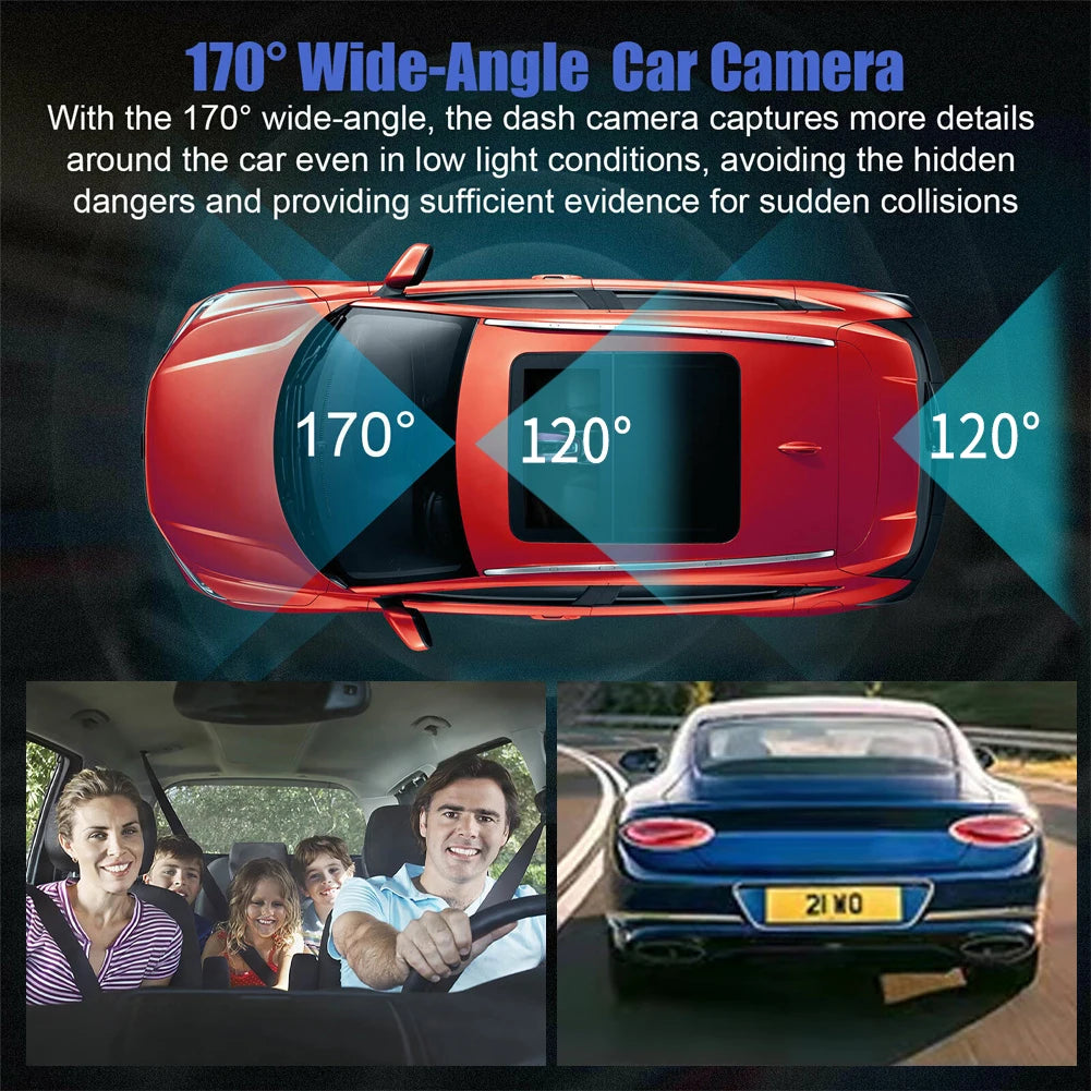 Capture car incidents with this dash cam featuring a 170-degree wide-angle lens and 24-hour parking monitor.