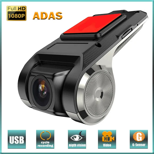 A car dash cam records high-definition 1080P video with a wide-angle lens, ideal for capturing road incidents at night.