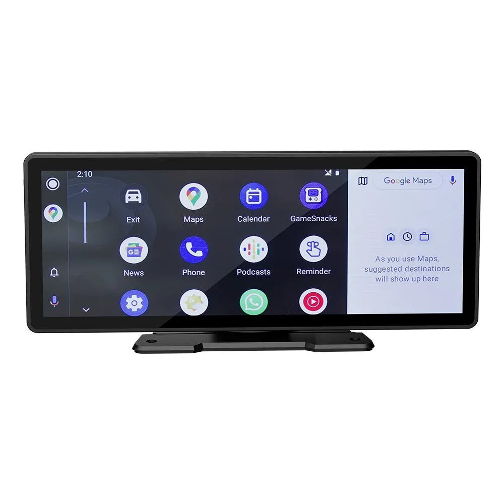 A car radio with a 10.26" screen, supporting Wi-Fi, video playback, and wireless CarPlay for Apple or Android devices.