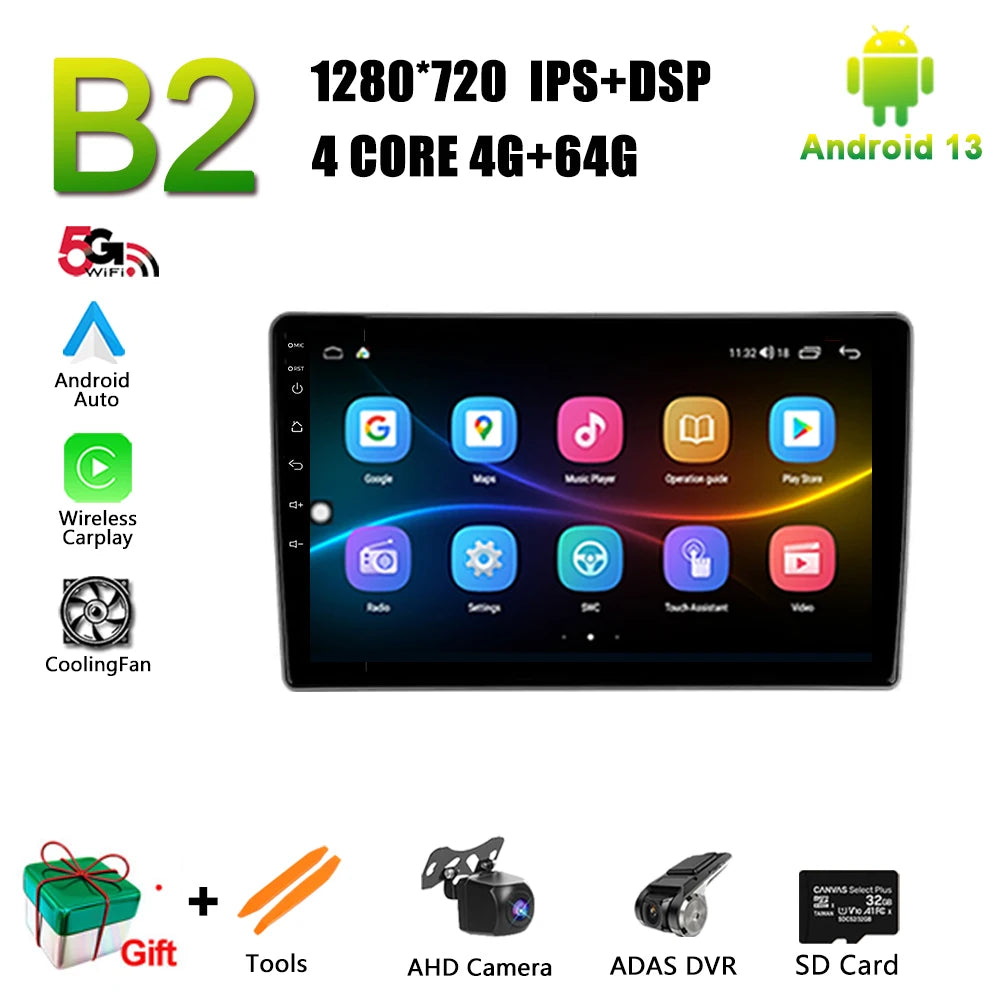Car Radio with Android 13 Nav and Apple Wireless Car Player for Nissan X-Trail T30 (2000-2007).
