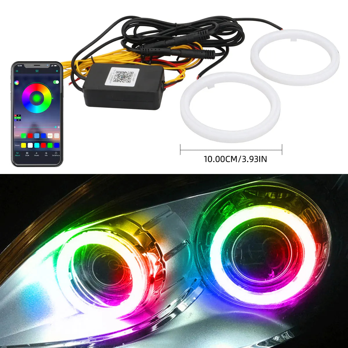 2pcs Newest Angel Eyes 100mm 80mm 60mm Symphony Halo Ring DRL Headlight for Car Motorcycle Daytime Running Lamp Fog Light 9-30V