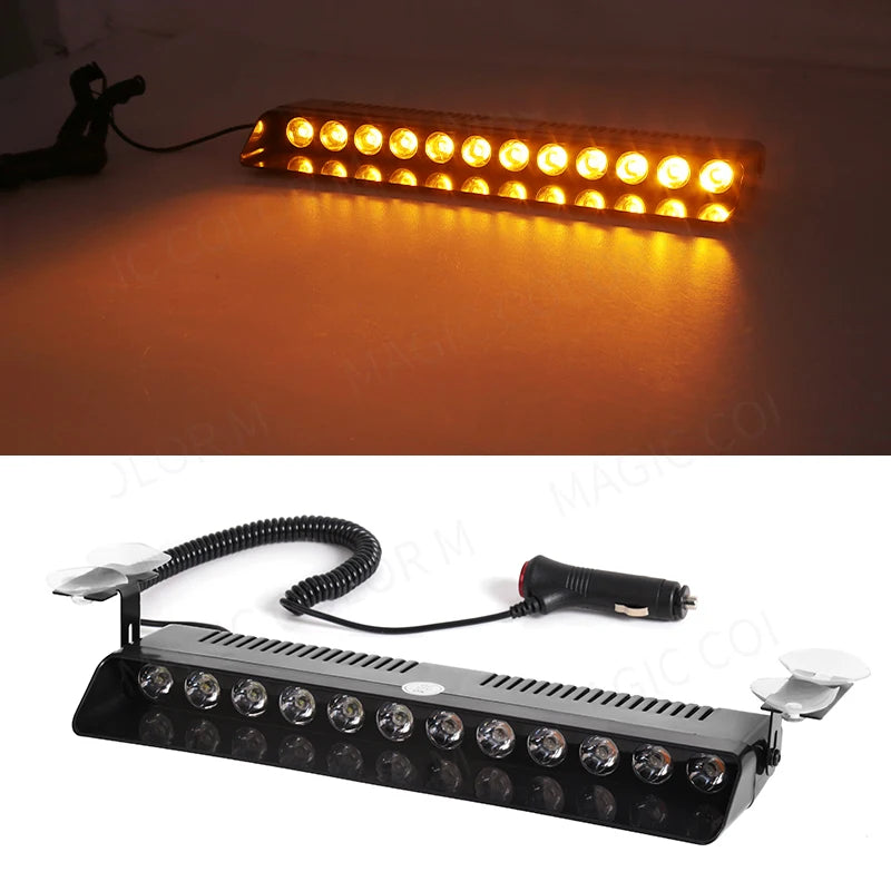 12 LED Car Strobe Lights Emergency Warning Lamp Auto Flash Parking Signal Windshield Red Blue Yellow White Waterproof 12V 12W