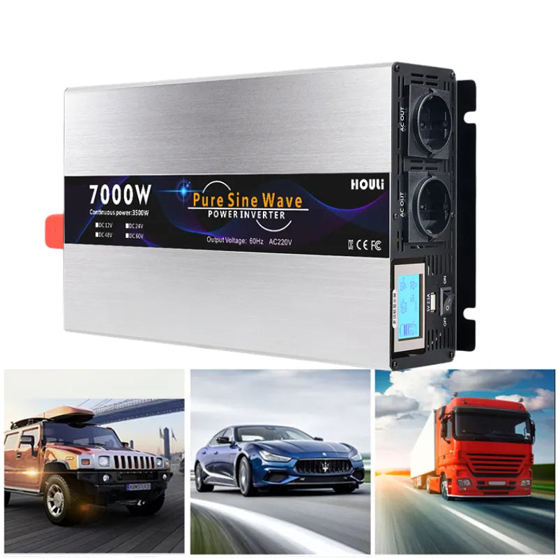 Portable power bank converter for pure sinus wave inverter, suitable for 12V/24V/48V DC to AC 220V/230V conversion.