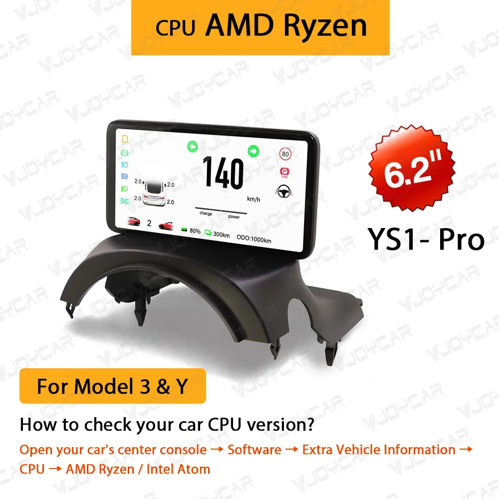 2023 New Model 3 Y 6.2'' HUD Screen 4.6'' Dashboard Cluster Instrument HD LCD Speedometer For Tesla Modification Car Accessories