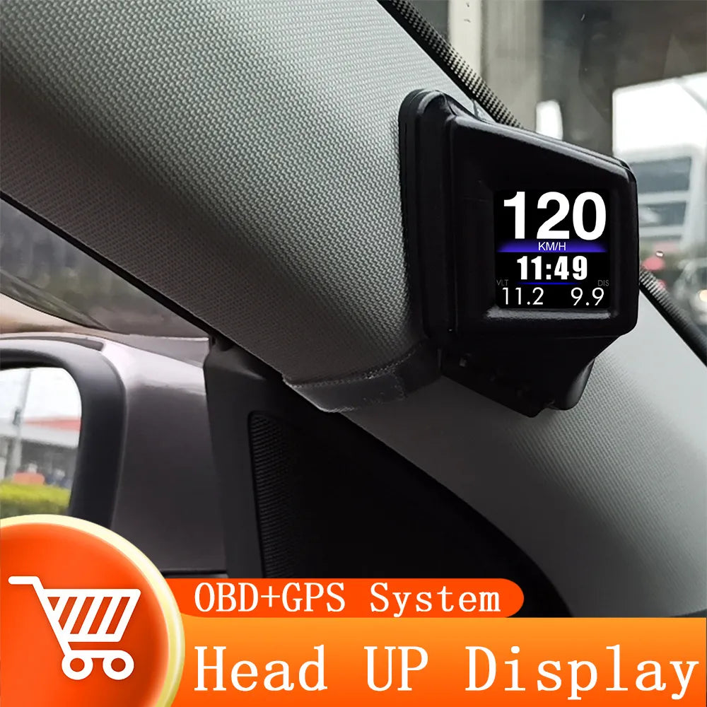 HUD, On-board computer for gasoline cars with various features including a tachometer.