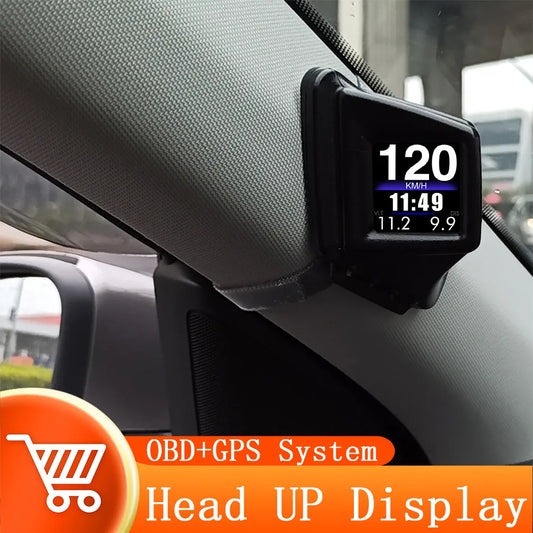 HUD, On-board computer for gasoline cars with various features including a tachometer.