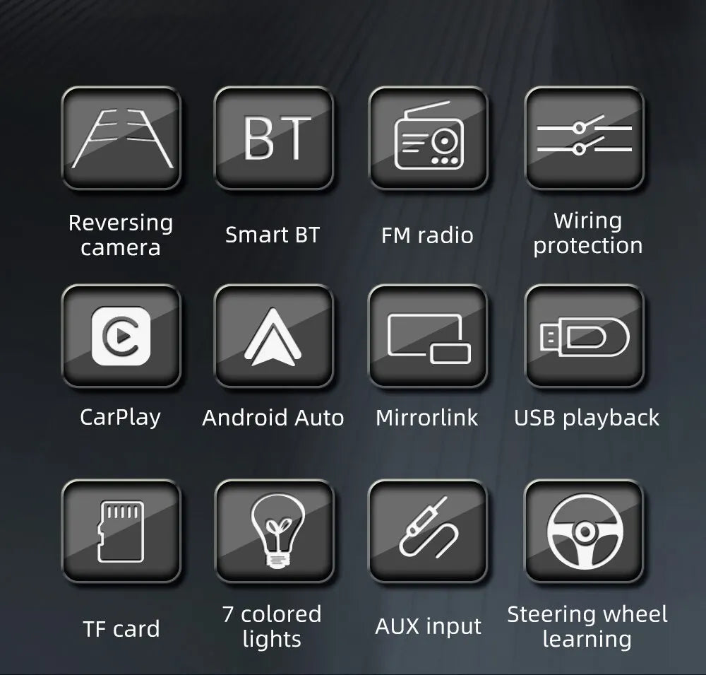 Universal CarPlay, Car stereo with CarPlay and Android Auto, 7-inch screen, suitable for Ford and VW Golf models.