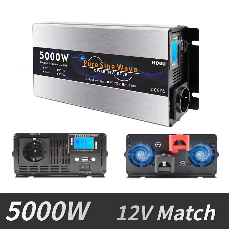 This device converts DC to AC voltage, supporting various inputs and outputs, with three power levels, suitable for camping and emergencies.