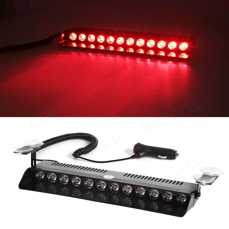 12 LED Car Strobe Lights Emergency Warning Lamp Auto Flash Parking Signal Windshield Red Blue Yellow White Waterproof 12V 12W