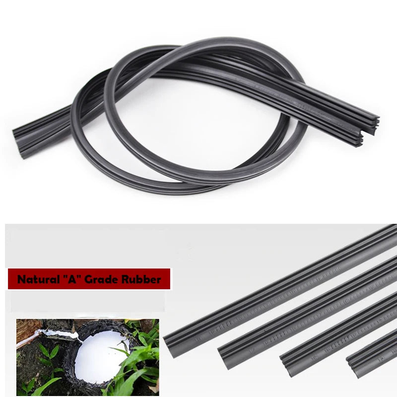 2PCS Universal Frameless Wiper Blade Refills – A-Grade Natural Rubber, 24"/26", Trim to Fit