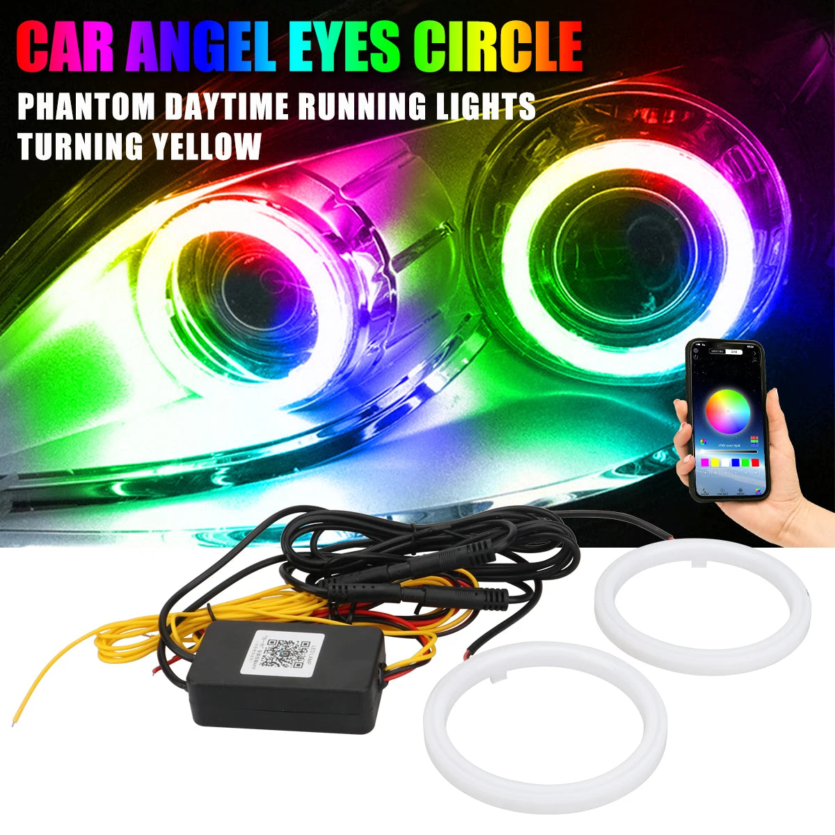 Newest angel eyes with 3 sizes (100mm, 80mm, 60mm) for car and motorcycle, suitable for daytime running lamp and fog light, 9-30V voltage range.