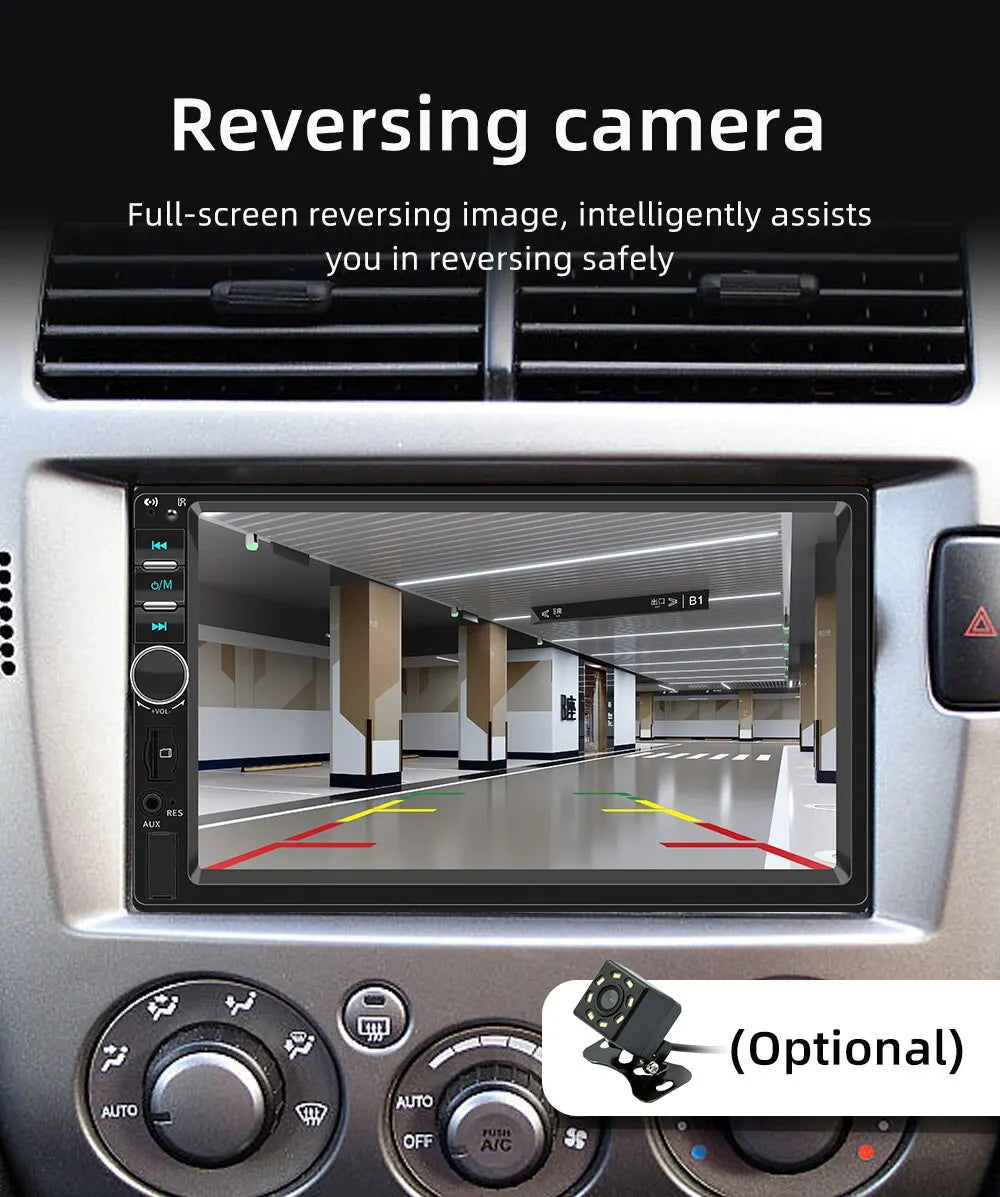Universal CarPlay Android Auto 7Inch car radio with reversing camera for Ford and VW Golf vehicles.