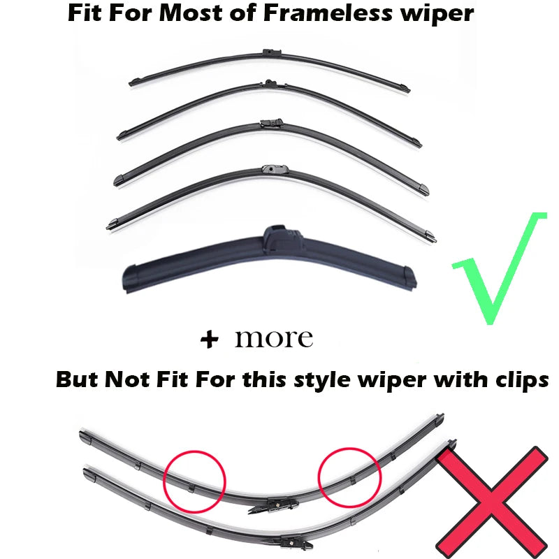2PCS Universal Frameless Wiper Blade Refills – A-Grade Natural Rubber, 24"/26", Trim to Fit