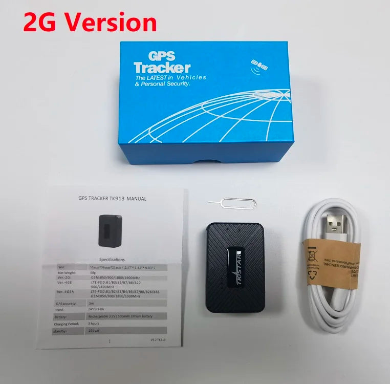 Mini GPS Tracker for vehicles and personal security with real-time tracking, voice monitor, and magnetic attachment.