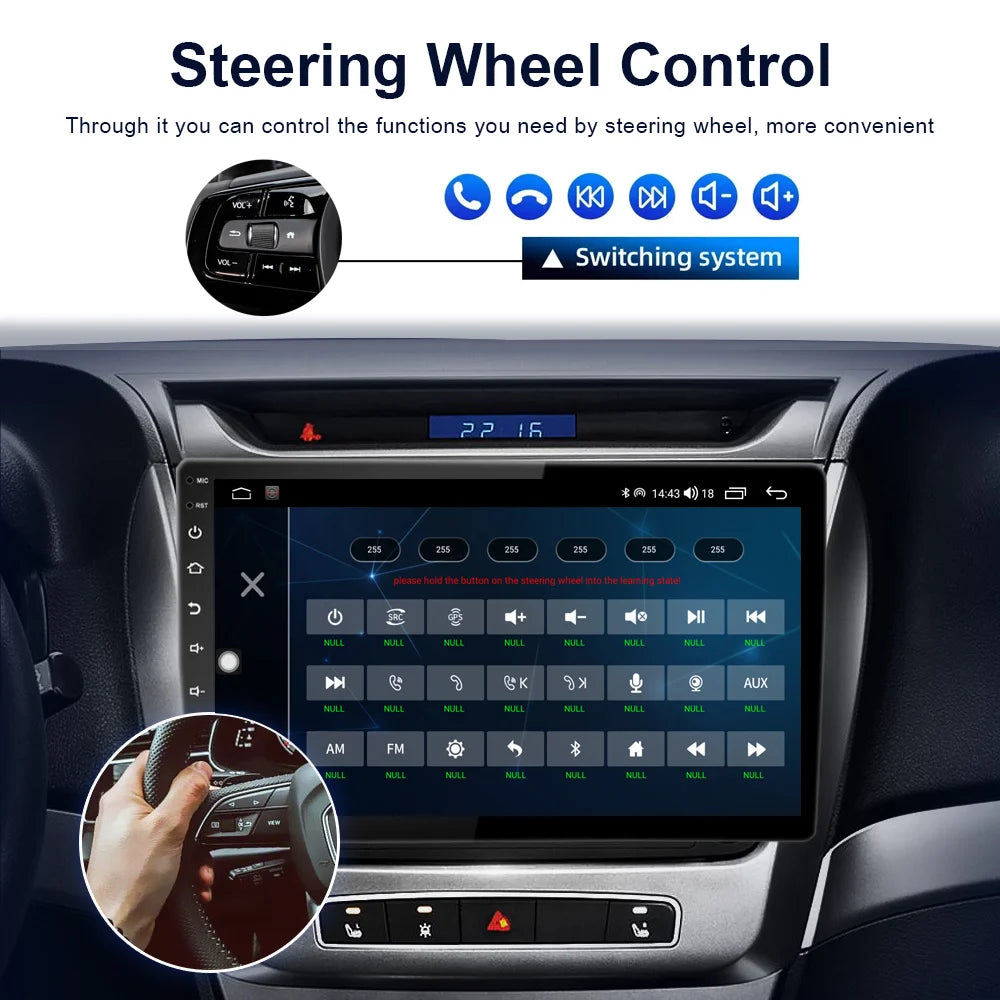Car radio with multimedia features for Nissan X-Trail (2000-2007), including Android navigation and wireless Apple integration.
