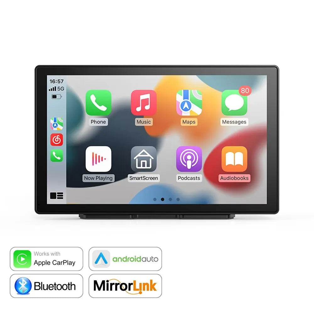 Universal car radio player with wireless CarPlay and Android Auto for VW, Nissan, Toyota cars.