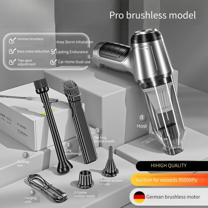 95000Pa 3 in 1 Car Wireless Vacuum Cleaner, A portable wireless vacuum cleaner suitable for both home and car use.