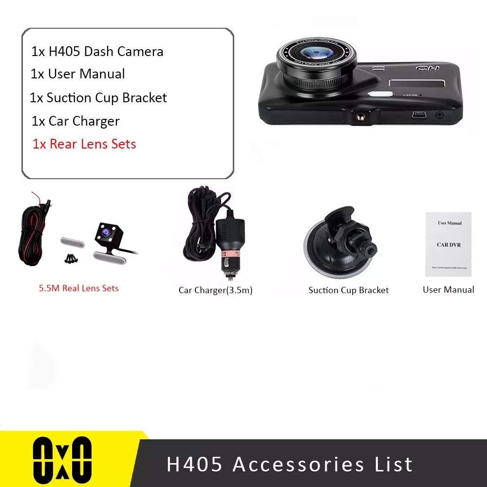 Dash Cam Front and Rear Camera CAR DVR, A car camera that records front and rear views, suitable for night vision and driver recording.