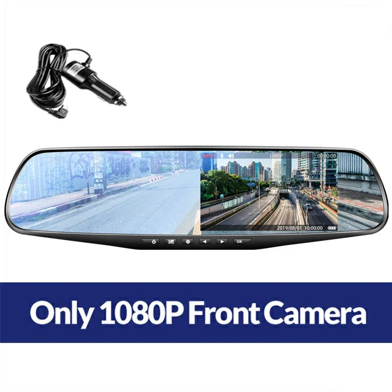 4.3 Inch Driving Recorder Car DVR, A 4.3-inch driving recorder captures 1080P IPS video of front and rear views for road incident evidence.